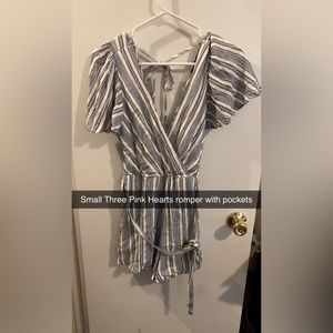 Blue and white small romper